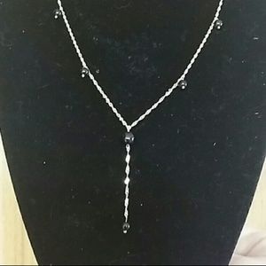 10k onyx bead Y necklace 17"